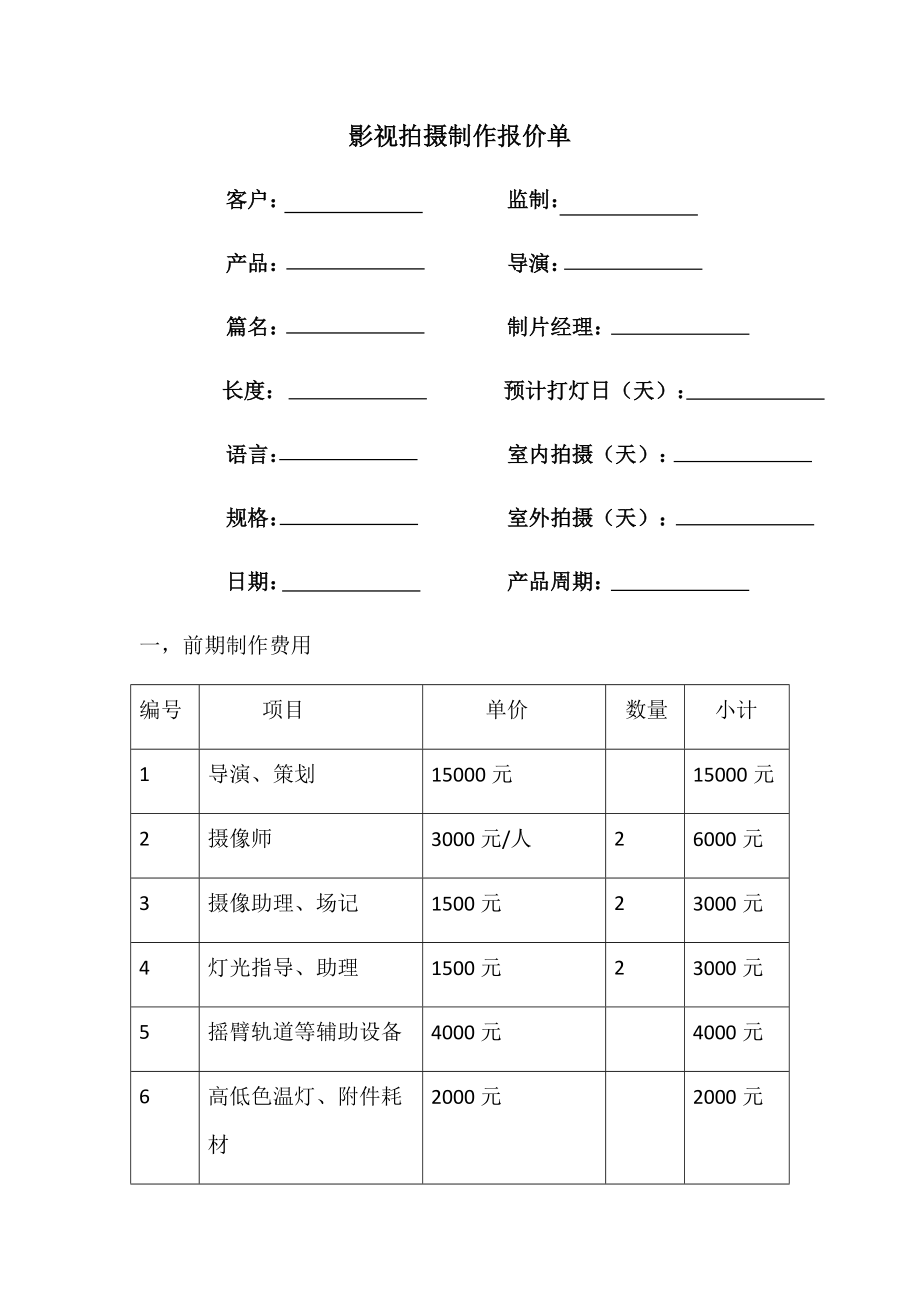 影视策划全流程报价体系解析